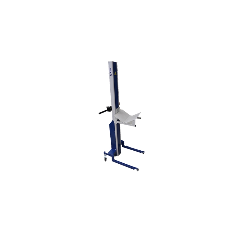 Gerbeur semi-électrique porte bobines avec plateau transversal en V inclinable