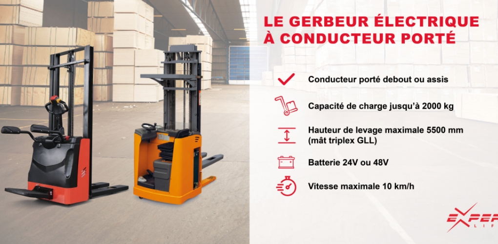 Gerbeur électrique à conducteur porté